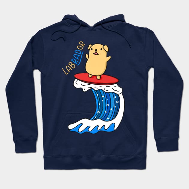 Dog On Surfboard Hoodie by Sofia Sava